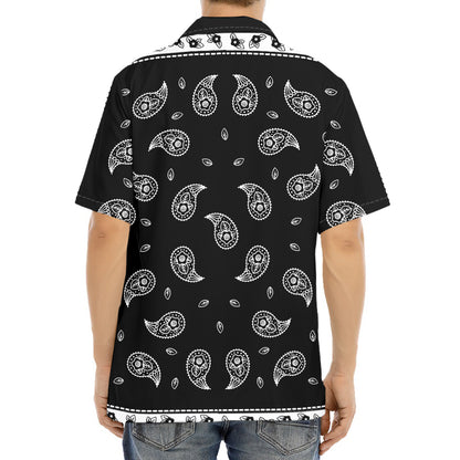 Black And White Bandana Print Aloha Shirt