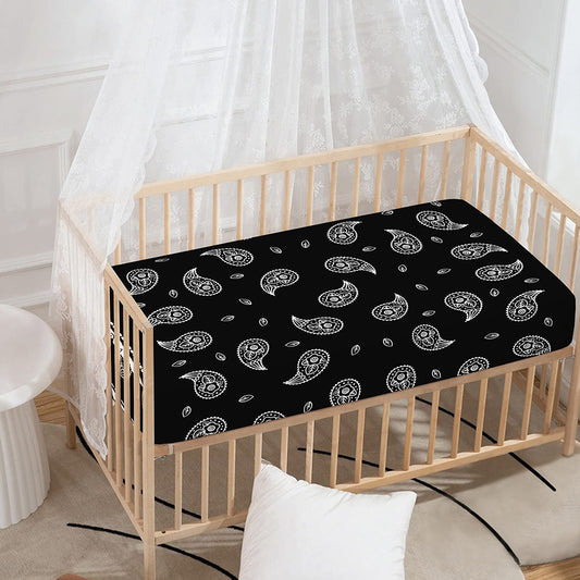 Black And White Bandana Print Baby Crib Sheet