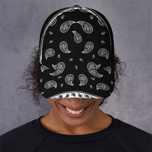 Black And White Bandana Print Baseball Cap