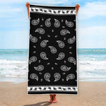 Black And White Bandana Print Beach Towel