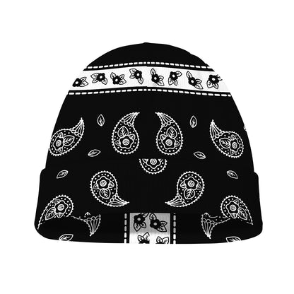 Black And White Bandana Print Beanie