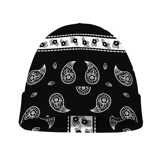 Black And White Bandana Print Beanie