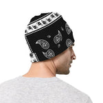 Black And White Bandana Print Beanie
