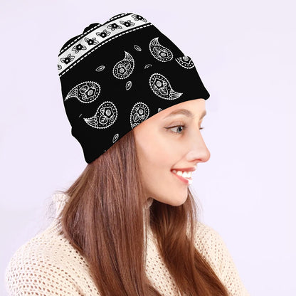 Black And White Bandana Print Beanie