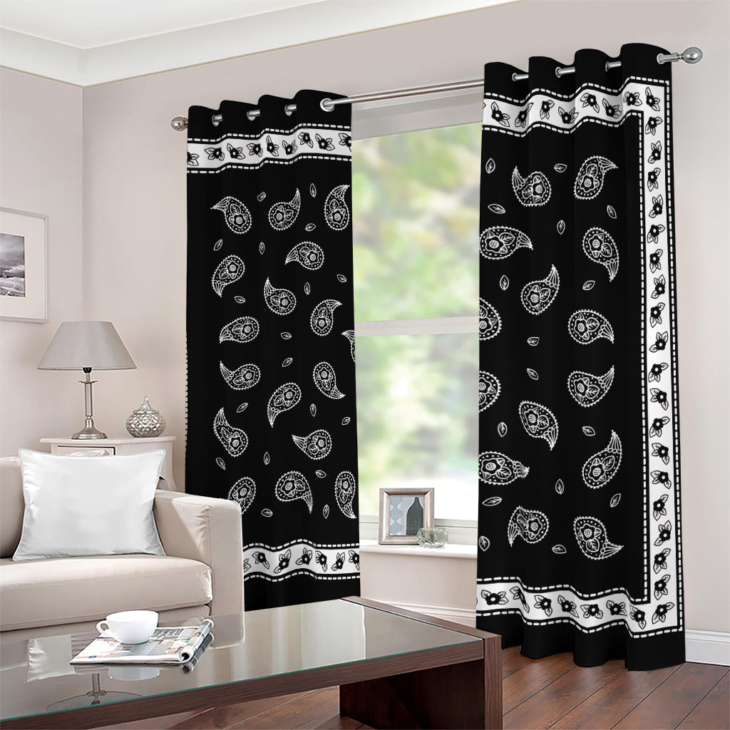 Black And White Bandana Print Blackout Grommet Curtains