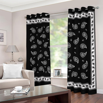 Black And White Bandana Print Blackout Grommet Curtains