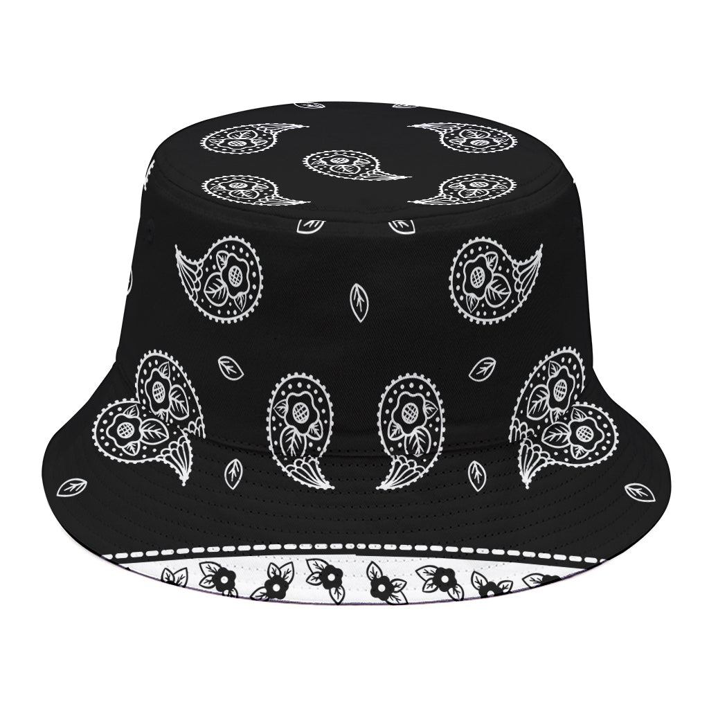 Black And White Bandana Print Bucket Hat