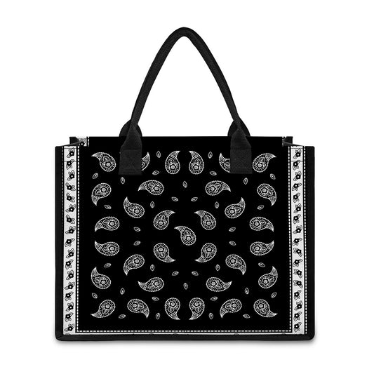 Black And White Bandana Print Canvas Tote Bag