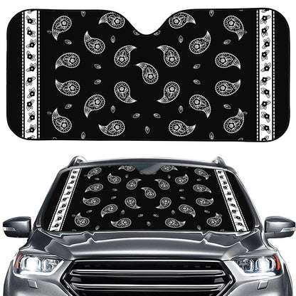 Black And White Bandana Print Car Windshield Sun Shade