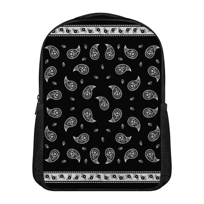 Black And White Bandana Print Casual Backpack