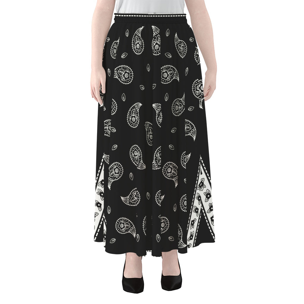 Black And White Bandana Print Chiffon Maxi Skirt