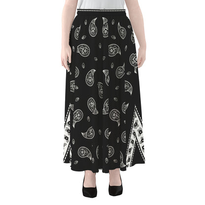 Black And White Bandana Print Chiffon Maxi Skirt