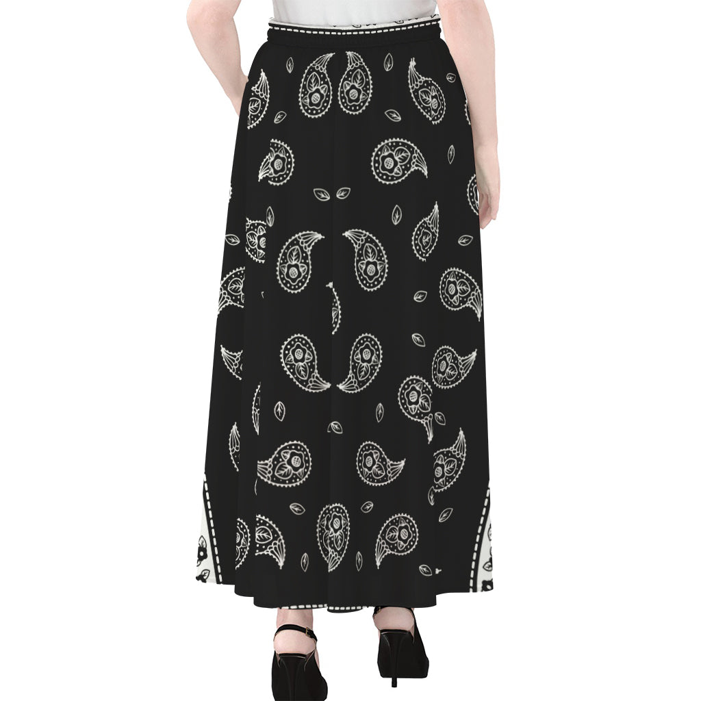 Black And White Bandana Print Chiffon Maxi Skirt