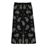 Black And White Bandana Print Cotton Front Slit Maxi Skirt
