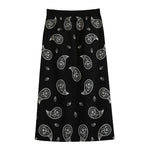 Black And White Bandana Print Cotton Front Slit Maxi Skirt