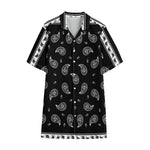 Black And White Bandana Print Cotton Hawaiian Shirt