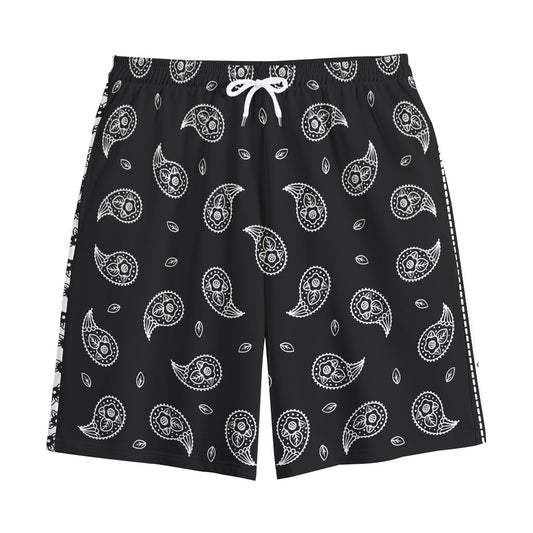 Black And White Bandana Print Cotton Shorts
