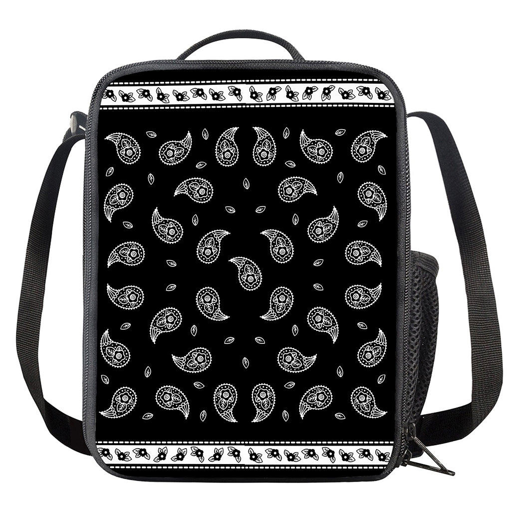 Black And White Bandana Print Crossbody Lunch Bag