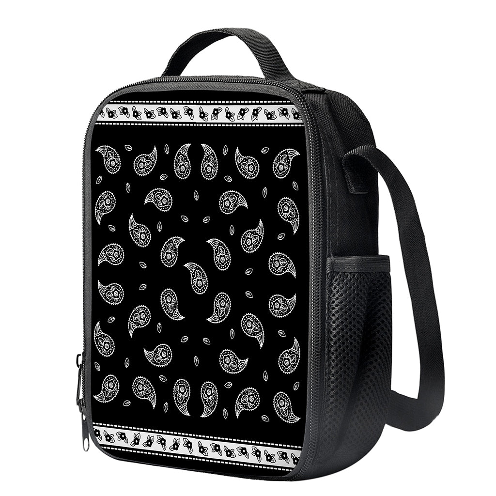 Black And White Bandana Print Crossbody Lunch Bag