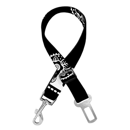 Black And White Bandana Print Dog Seat Belt