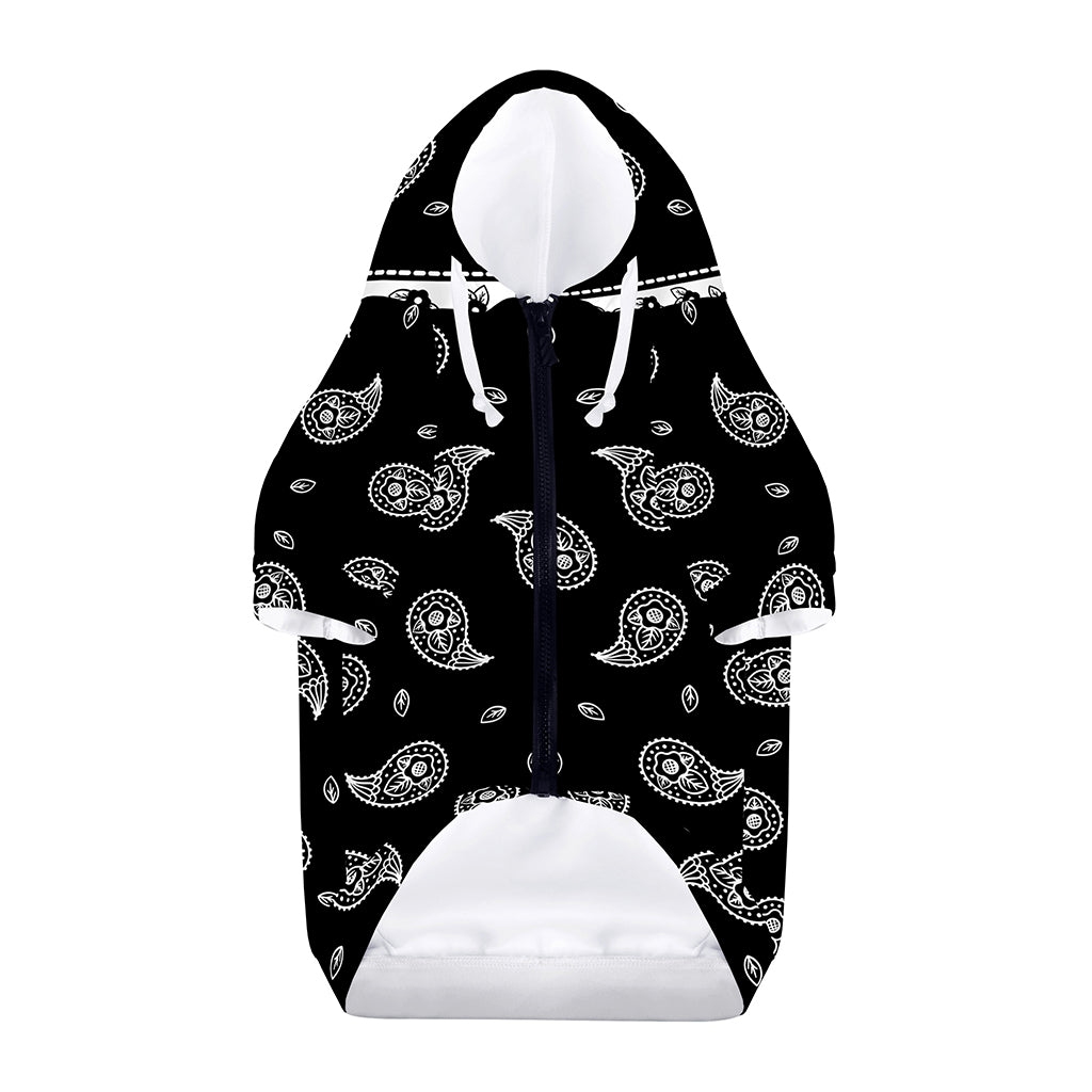 Black And White Bandana Print Dog Zip Up Hoodie