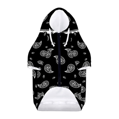 Black And White Bandana Print Dog Zip Up Hoodie