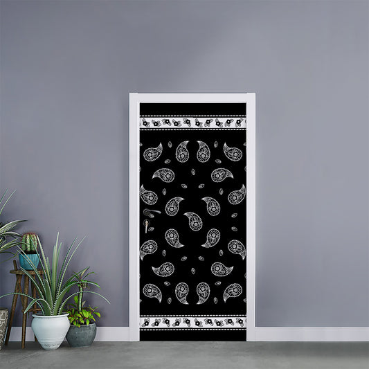 Black And White Bandana Print Door Sticker