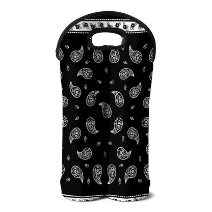 Black And White Bandana Print Double Neoprene Wine Tote