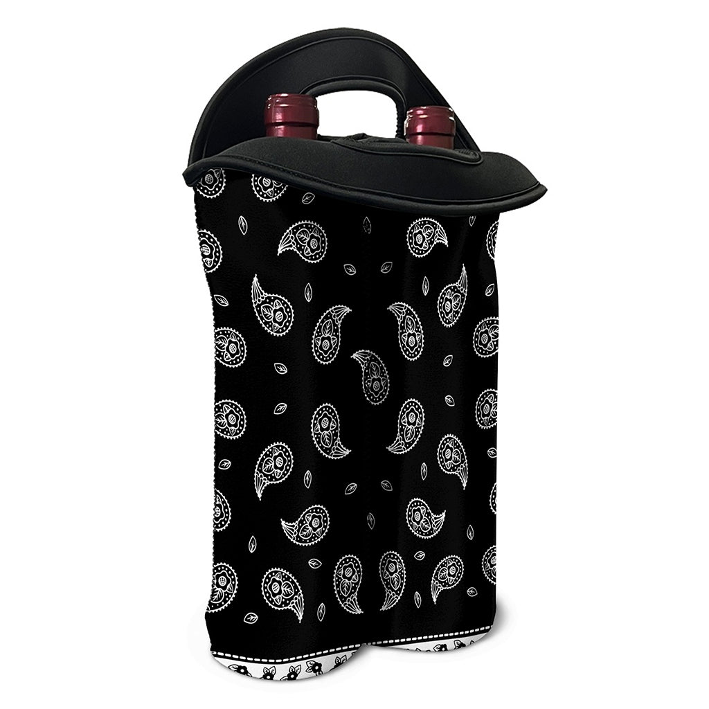Black And White Bandana Print Double Neoprene Wine Tote