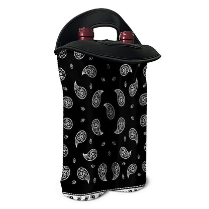Black And White Bandana Print Double Neoprene Wine Tote