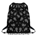 Black And White Bandana Print Drawstring Backpack