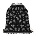 Black And White Bandana Print Drawstring Bag
