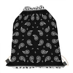 Black And White Bandana Print Drawstring Bag