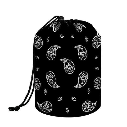 Black And White Bandana Print Drawstring Makeup Bag