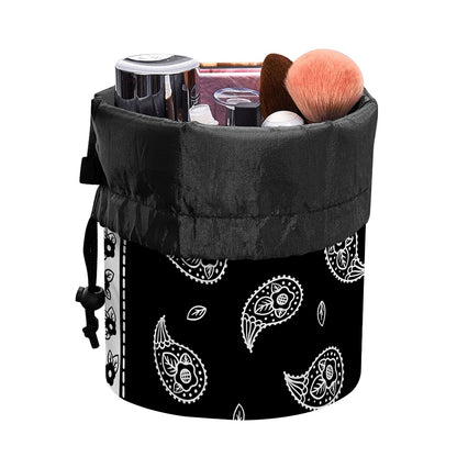 Black And White Bandana Print Drawstring Makeup Bag