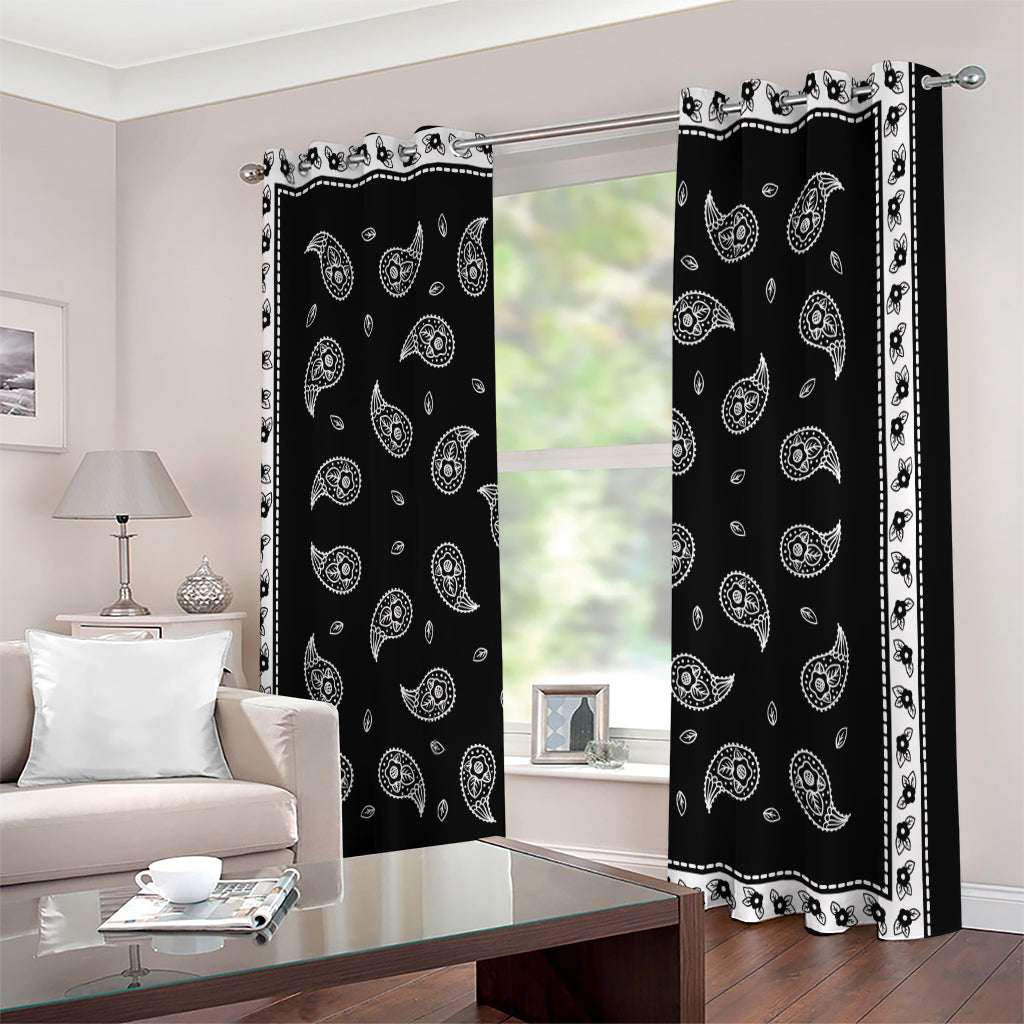 Black And White Bandana Print Extra Wide Grommet Curtains