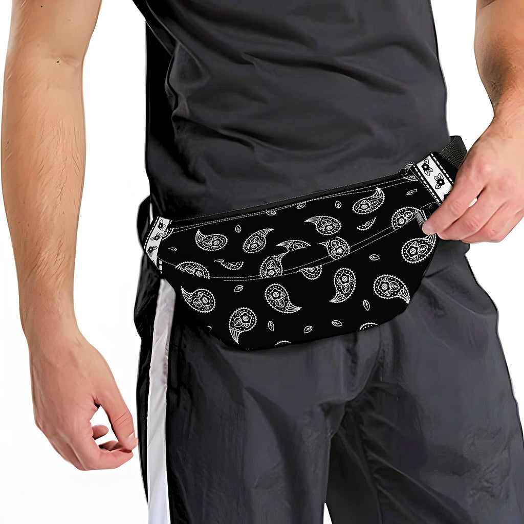 Black And White Bandana Print Fanny Pack