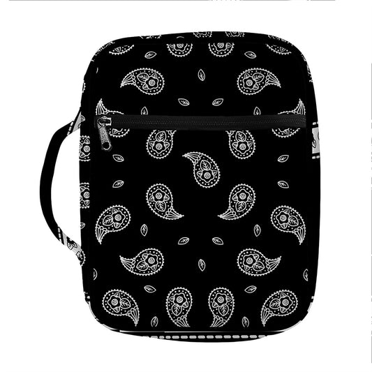 Black And White Bandana Print Front Pocket Bible Bag