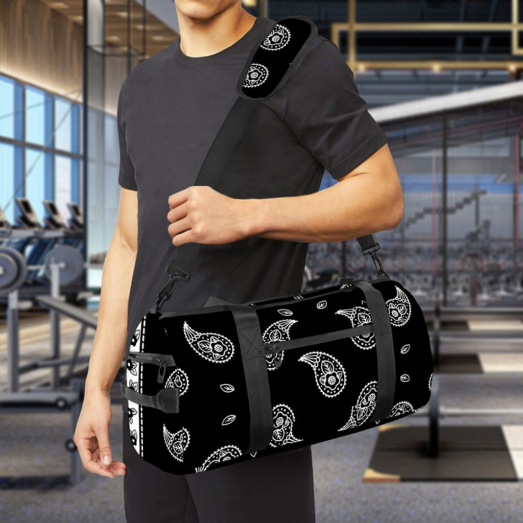 Black And White Bandana Print Gym Bag