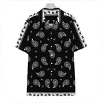 Black And White Bandana Print Hawaiian Shirt