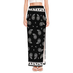 Black And White Bandana Print High Slit Maxi Skirt