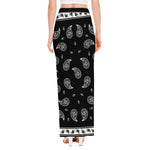 Black And White Bandana Print High Slit Maxi Skirt