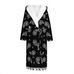 Black And White Bandana Print Hooded Bathrobe