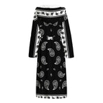 Black And White Bandana Print Hooded Bathrobe