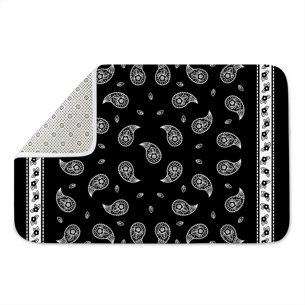 Black And White Bandana Print Indoor Door Mat