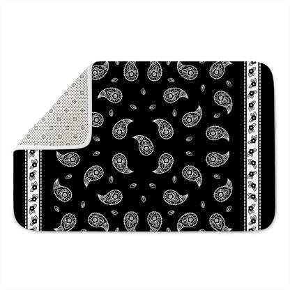 Black And White Bandana Print Indoor Door Mat