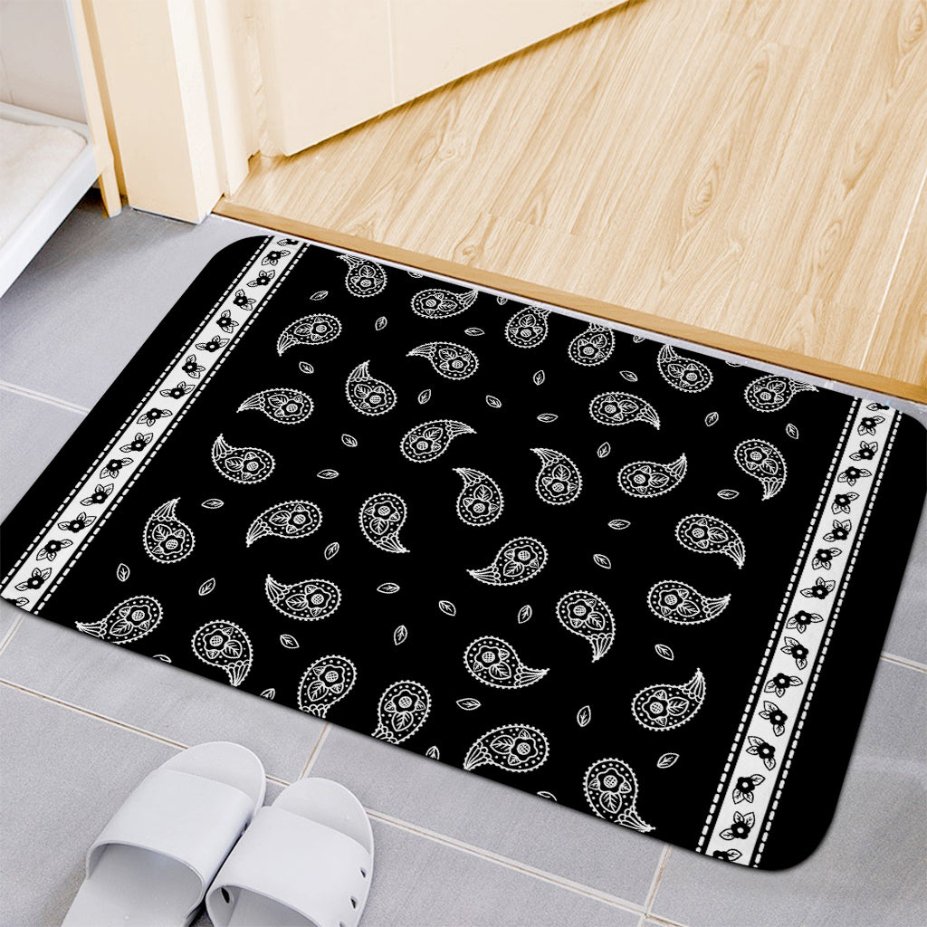 Black And White Bandana Print Indoor Door Mat