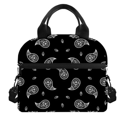 Black And White Bandana Print Insulated Lunch Bag