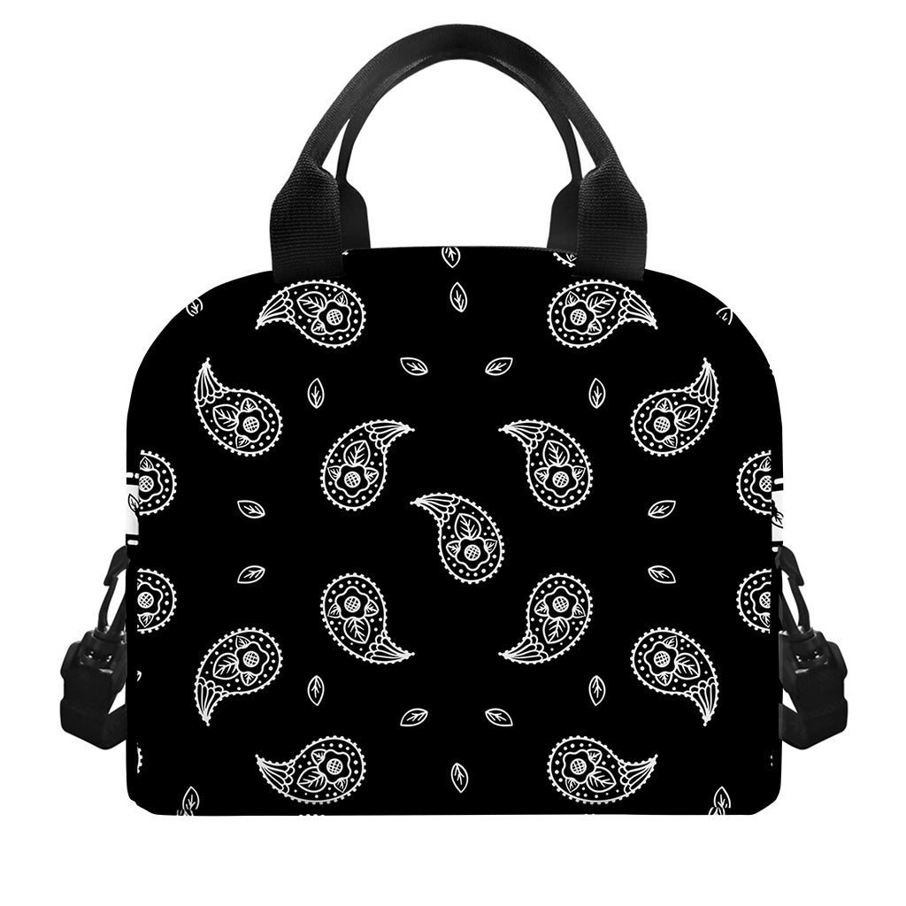 Black And White Bandana Print Insulated Lunch Bag
