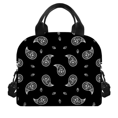 Black And White Bandana Print Insulated Lunch Bag